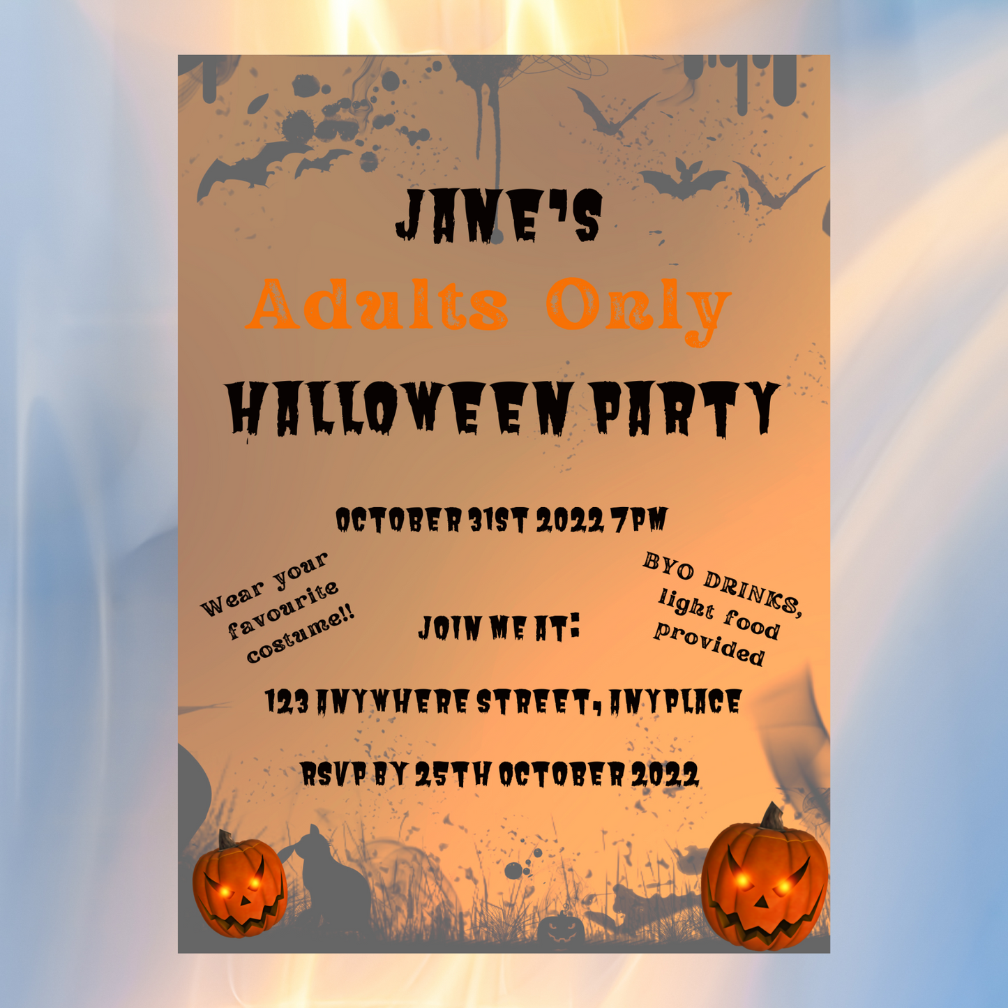 Halloween Personalised Invitation 7x5