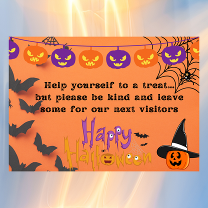 Halloween Sign - Take a Treat, Please be Kind A4 Landscape