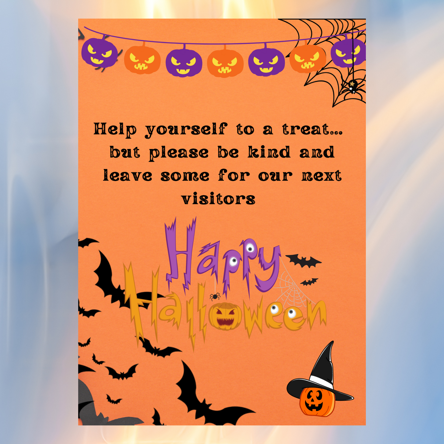 Halloween Sign - Take a Treat, Please be Kind A4 Portrait