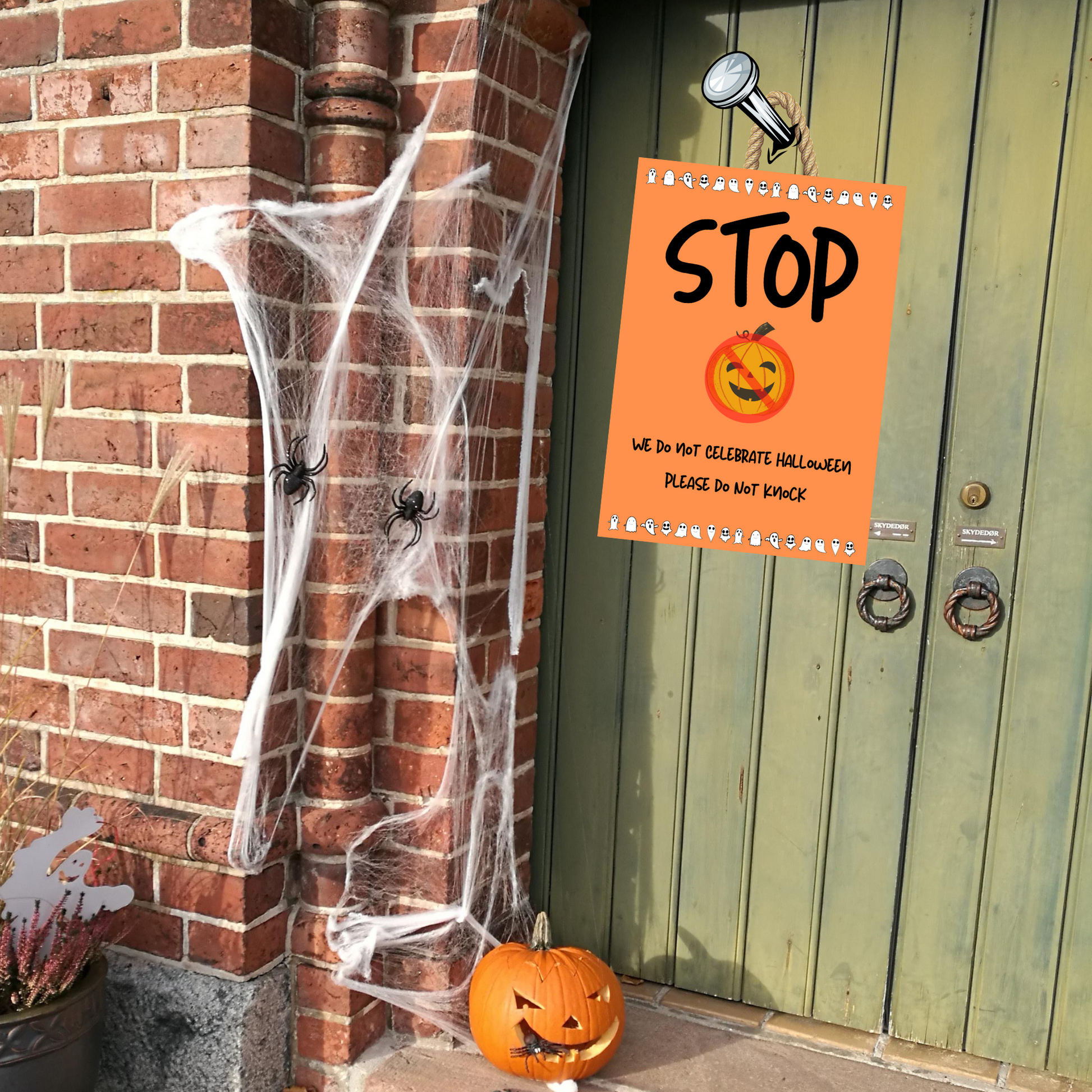 Halloween Sign - Stop We Do Not Celebrate Halloween