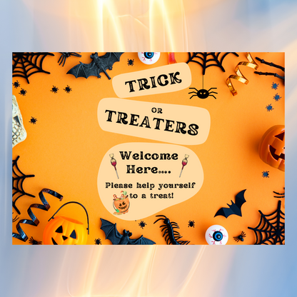 Halloween Sign - Trick or Treaters Welcome A4 Lanscape