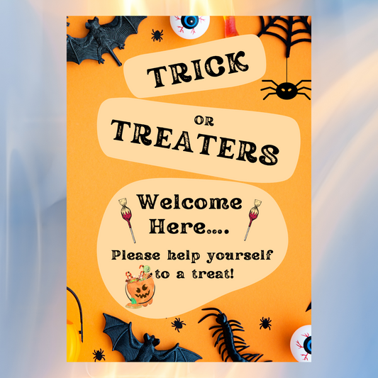 Halloween Sign - Trick or Treaters Welcome A4 Portrait