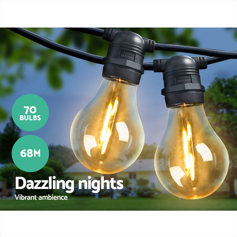 Jingle Jollys 68m Festoon String Lights LED Outdoor Wedding Party Garden Decor Occasions > Lights   