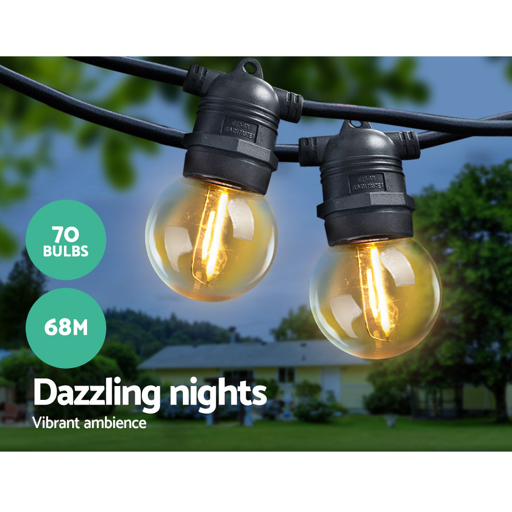 Jingle Jollys 68m LED Festoon String Lights Outdoor Decor Wedding Party Home Occasions > Lights   