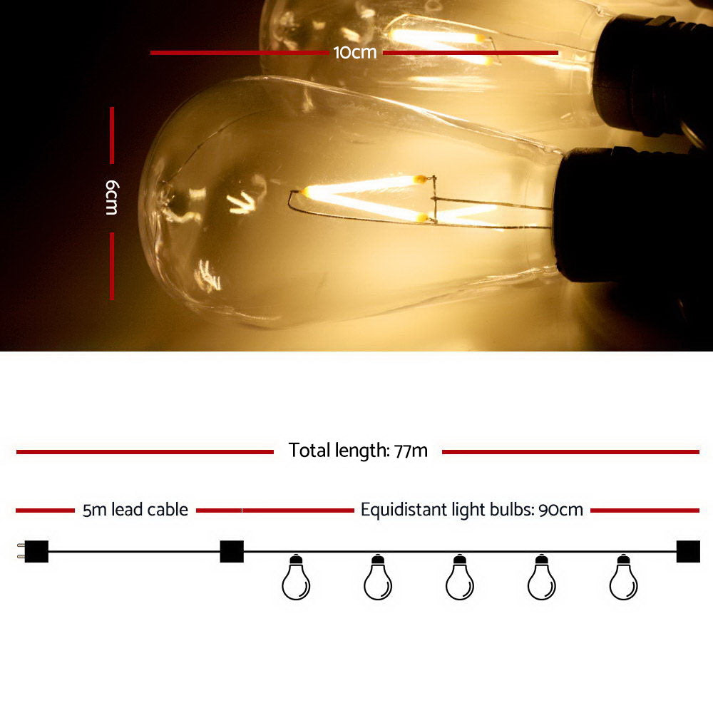 Jingle Jollys 80PCS LED Festoon String Lights Wedding Christmas Outdoor Occasions > Lights   