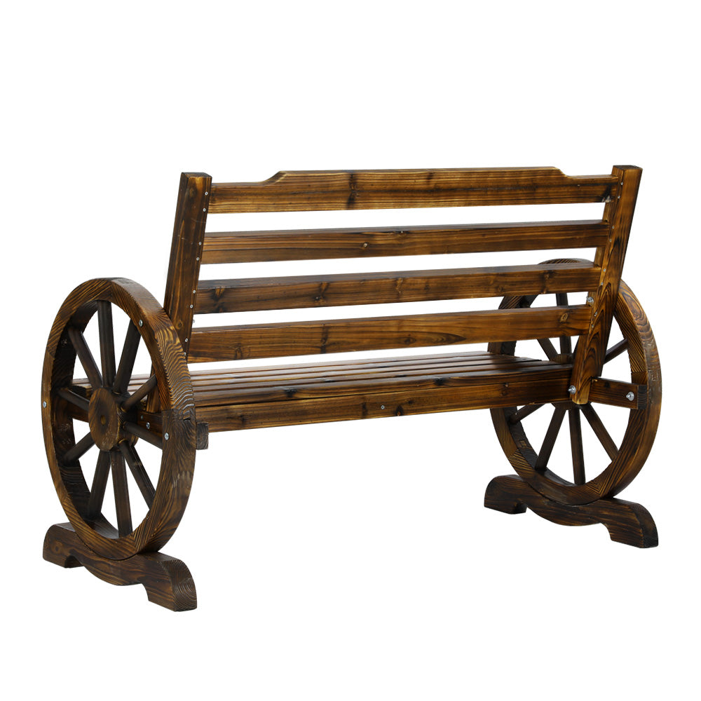 back view of wooden outdoor wagon chair
