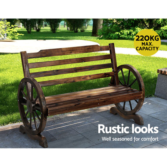 Rustic wooden garden bench seat 220kg capacity