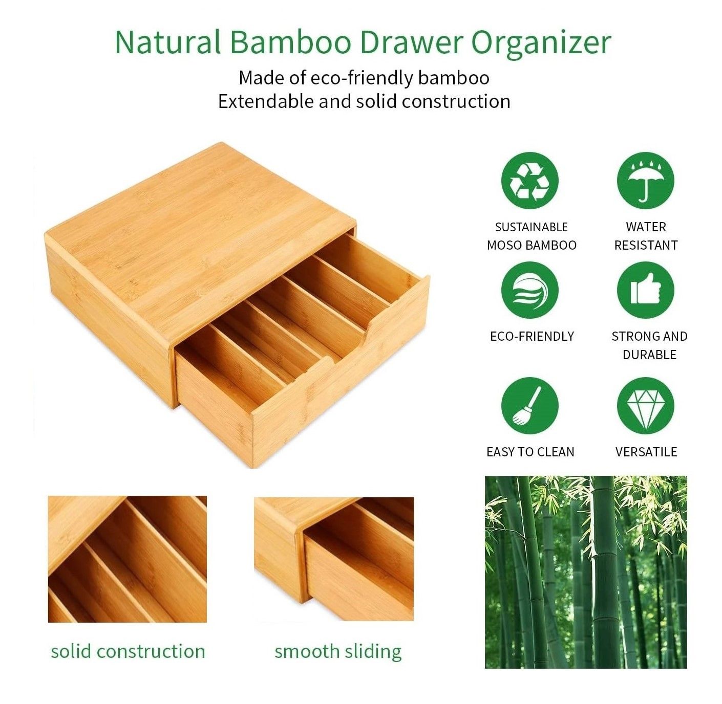 Bamboo Drawer Organiser