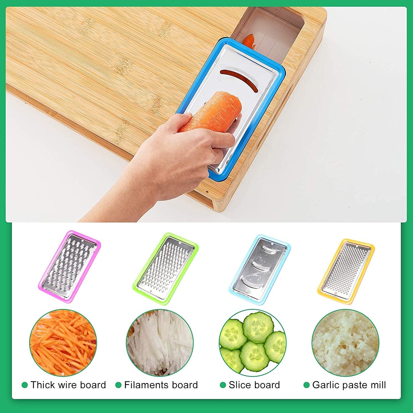 Four different sized graters and food shredders