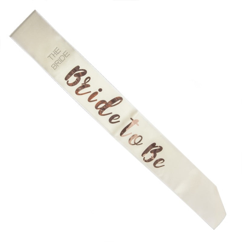 Bride to Be Rose Gold on White Sash 