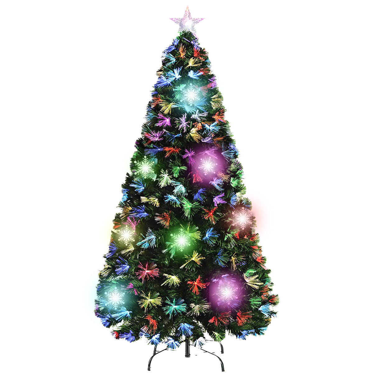 Christmas By Sas 90cm Fibre Optic/LED Christmas Tree 90 Tips Multicolour Star & Ornaments Occasions > Christmas   