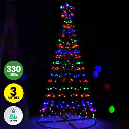 Christmas By Sas 3m Tree Shaped LED Multicoloured Solar Lights & Metal Frame Occasions > Christmas   