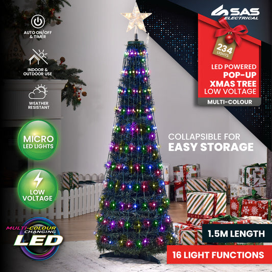 SAS Electrical 1.5m Christmas Tree & Star Pop-Up Design Remote Controlled Occasions > Christmas   