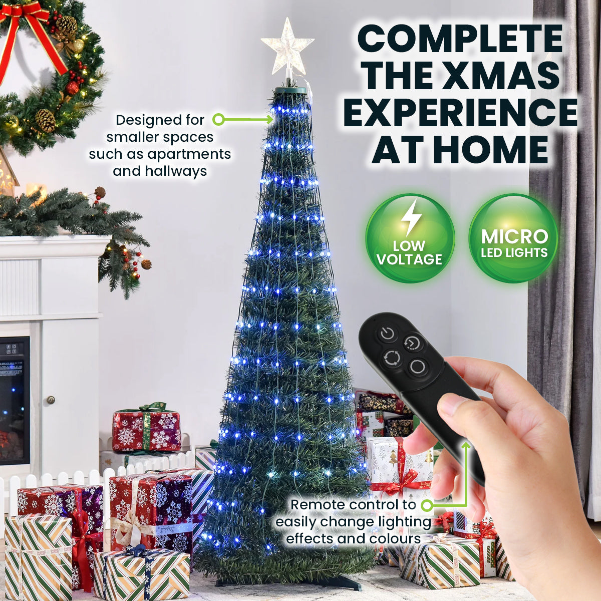 SAS Electrical 1.5m Christmas Tree & Star Pop-Up Design Remote Controlled Occasions > Christmas   