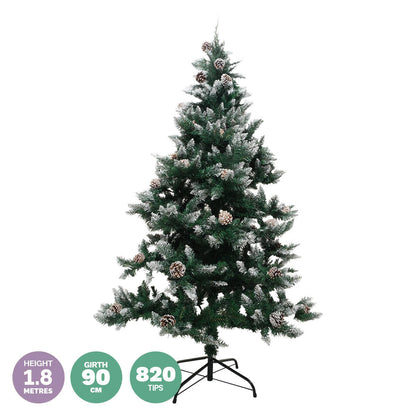 Christmas By Sas 1.8m Full Figured Tree Snow Covered Tips & Pine Cones Occasions > Christmas   