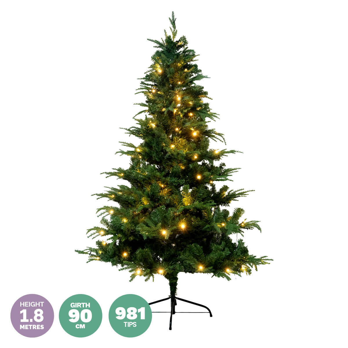 Christmas By Sas 1.8m Pine Tree 300 Warm White LED Lights With 8 Functions Occasions > Christmas   