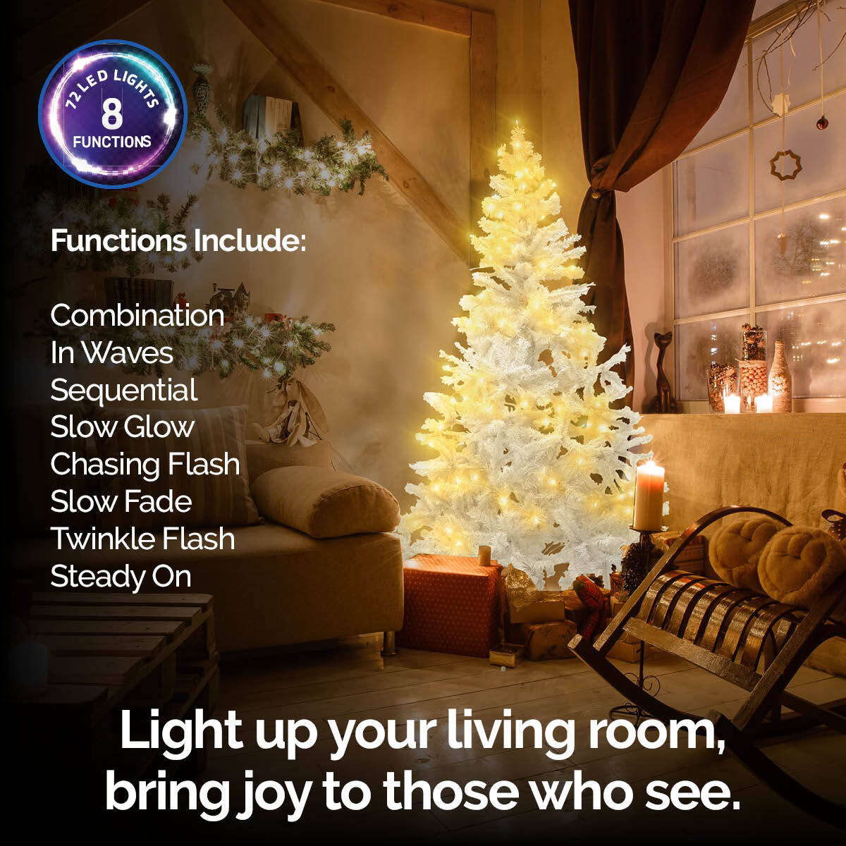 Christmas By Sas 1.8m x 90cm White Pine Tree 72 Warm White LED String Lights Occasions > Christmas   