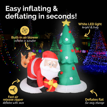 Christmas By Sas 2m Santa Puppy & Tree Built-In Blower Bright LED Lighting Occasions > Christmas   