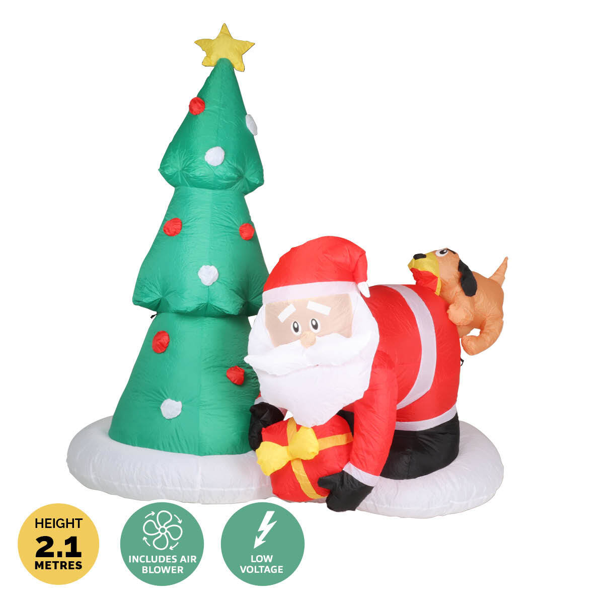 Christmas By Sas 2m Santa Puppy & Tree Built-In Blower Bright LED Lighting Occasions > Christmas   