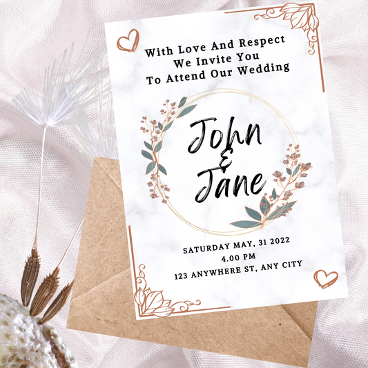 Wedding Invitation Customisable - Flower Frame
