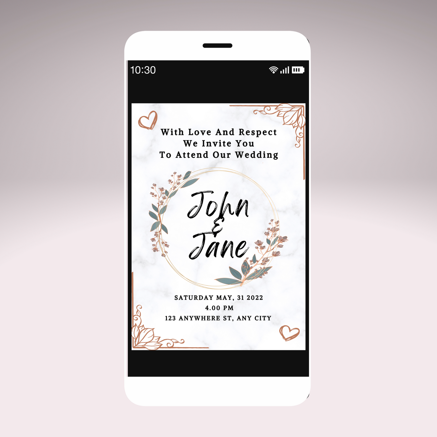 Wedding Invitation Customisable Mobile