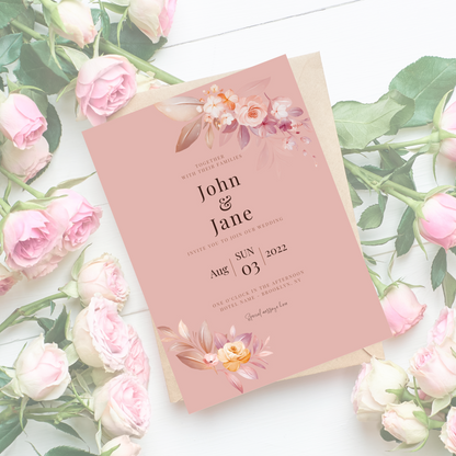 Wedding Invitation Customisable - Rose Gold