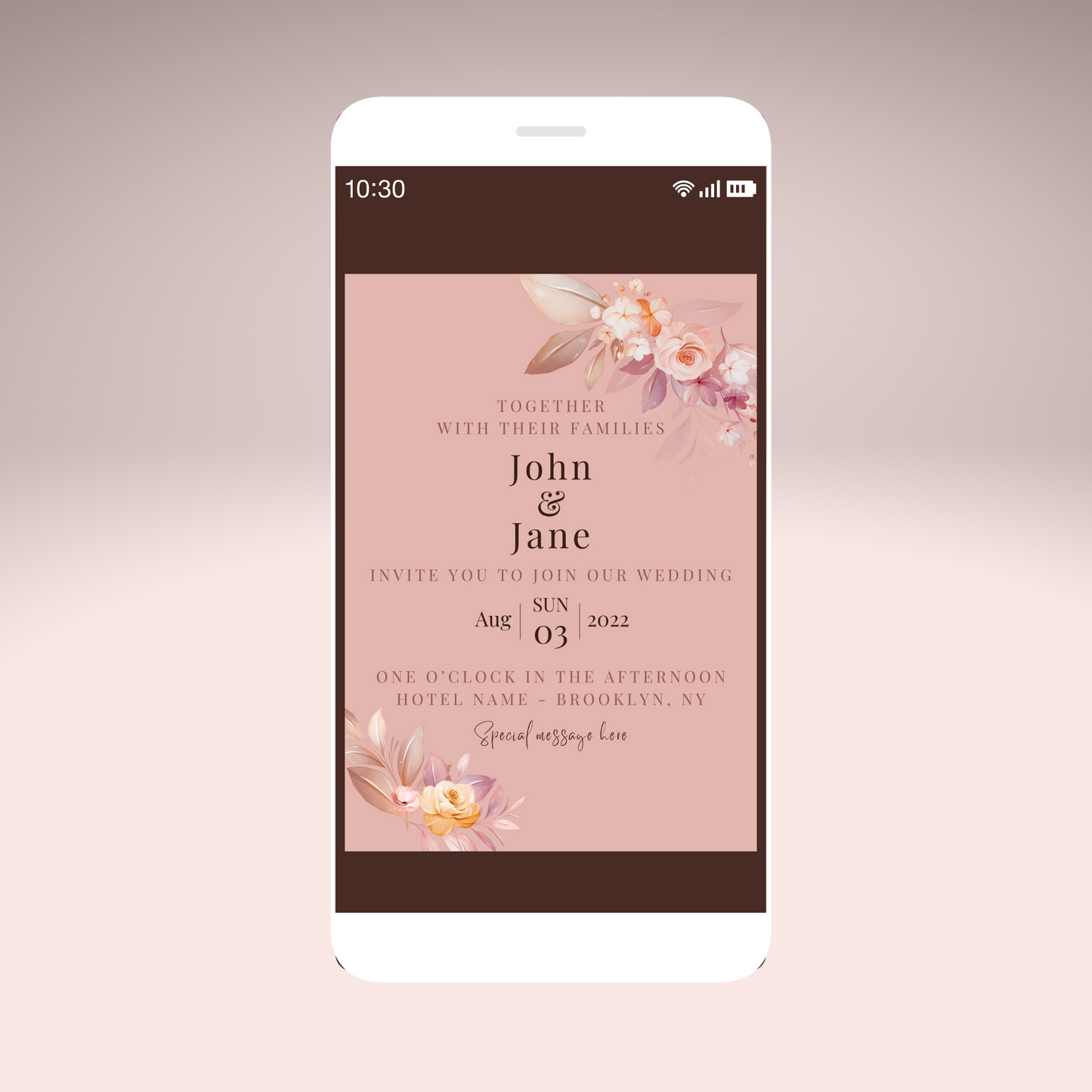 Wedding Invitation Customisable Mobile