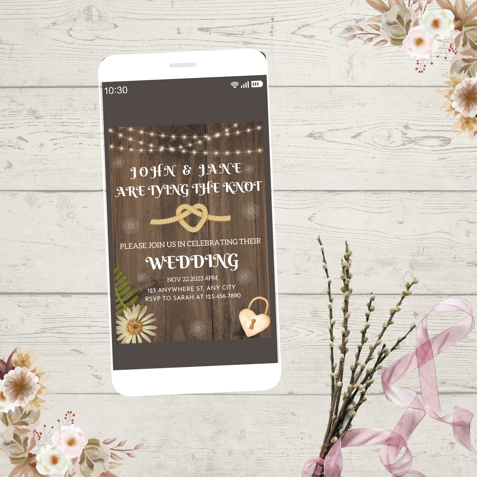 Wedding Invitation Customisable Mobile