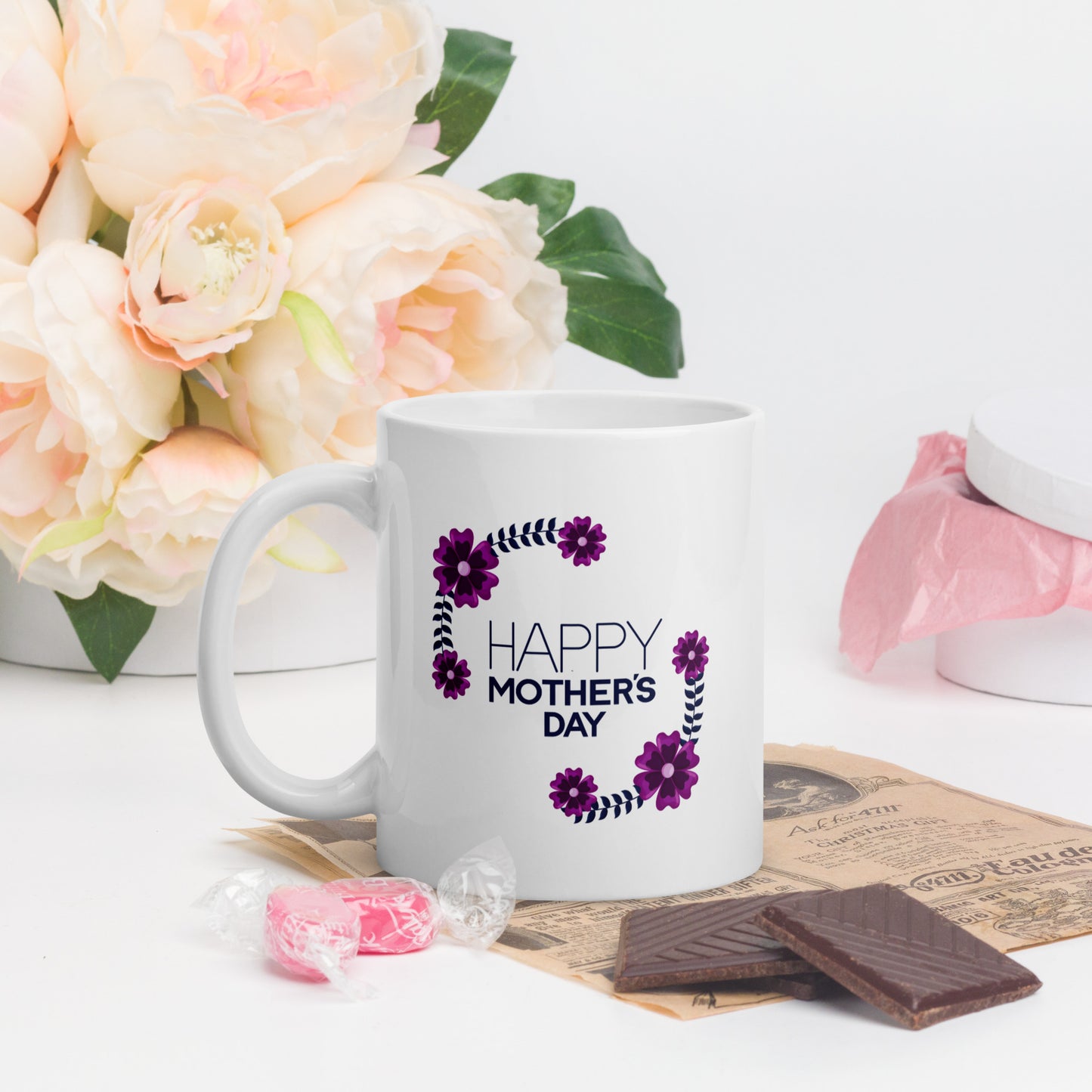 White Glossy Mug - Happy Mothers Day 11oz