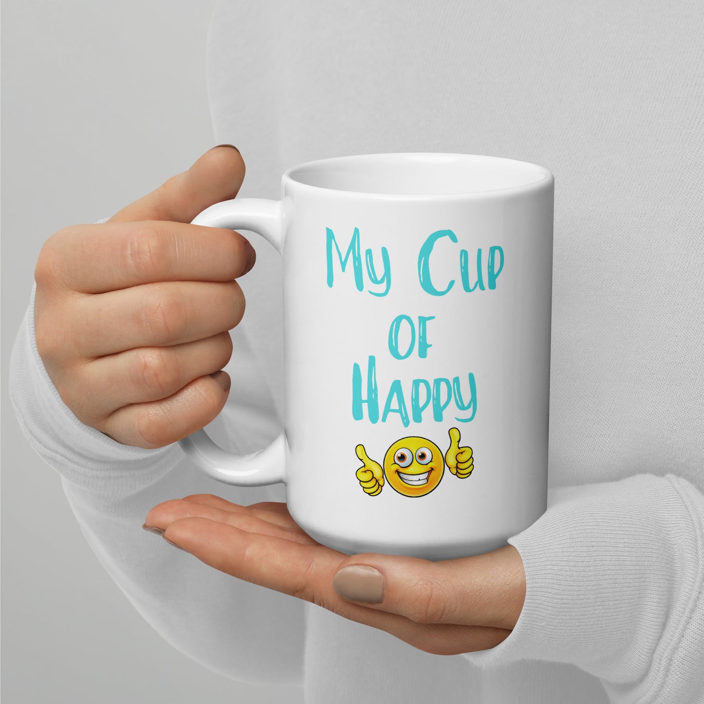 White Glossy Printed Mug - My Cup of Happy