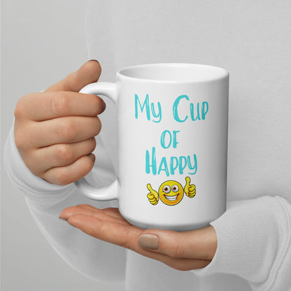 White Glossy Printed Mug - My Cup of Happy