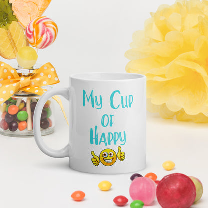 White Glossy Mug - My Cup of Happy 11oz