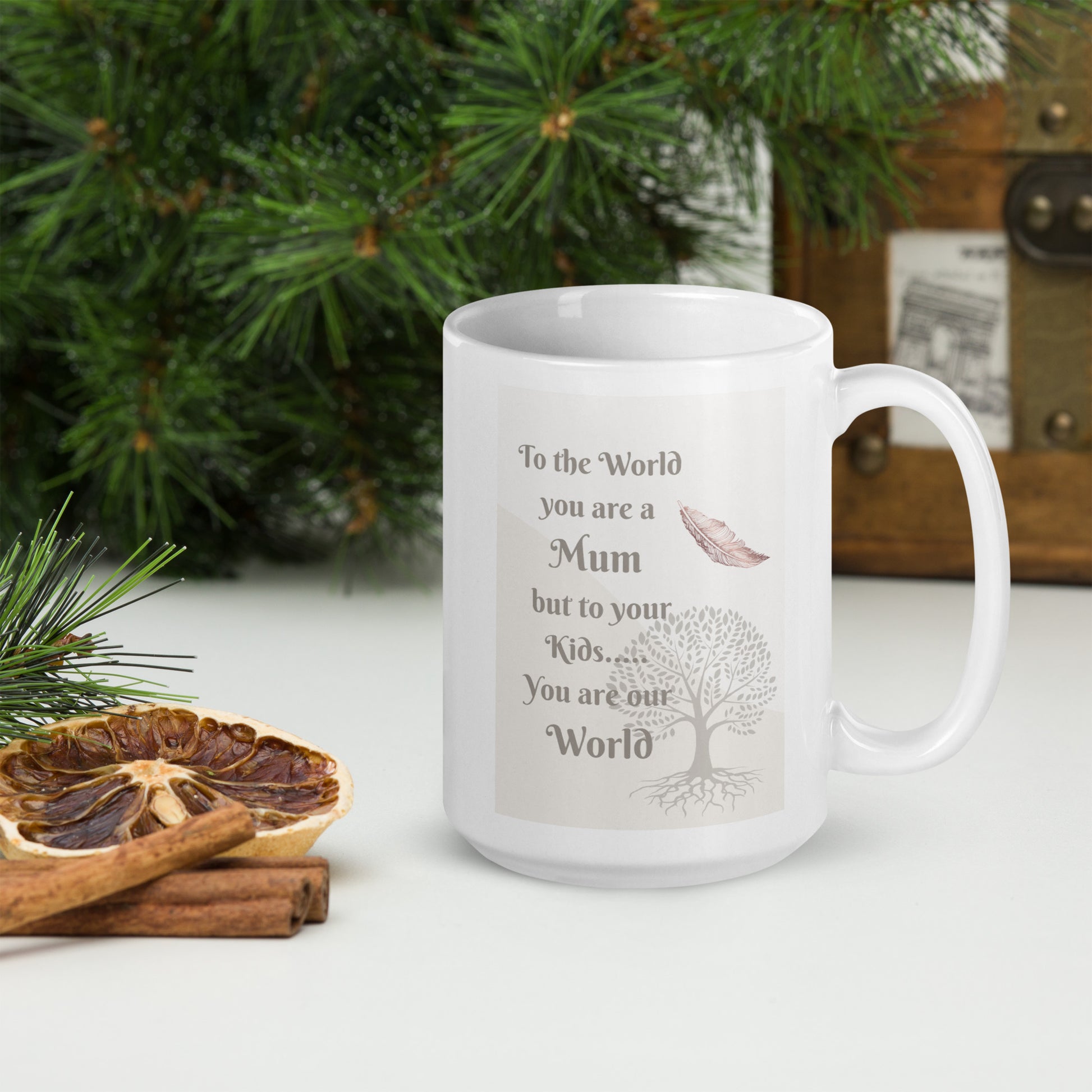 White Ceramic Mug - To the World you are our Mum, but to your kids you are our World