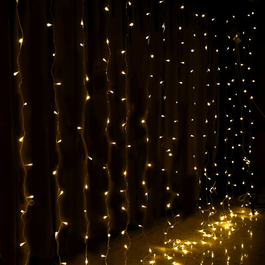 Jingle Jollys 6X3M Christmas Curtain Lights 600LED Warm White Occasions > Lights   