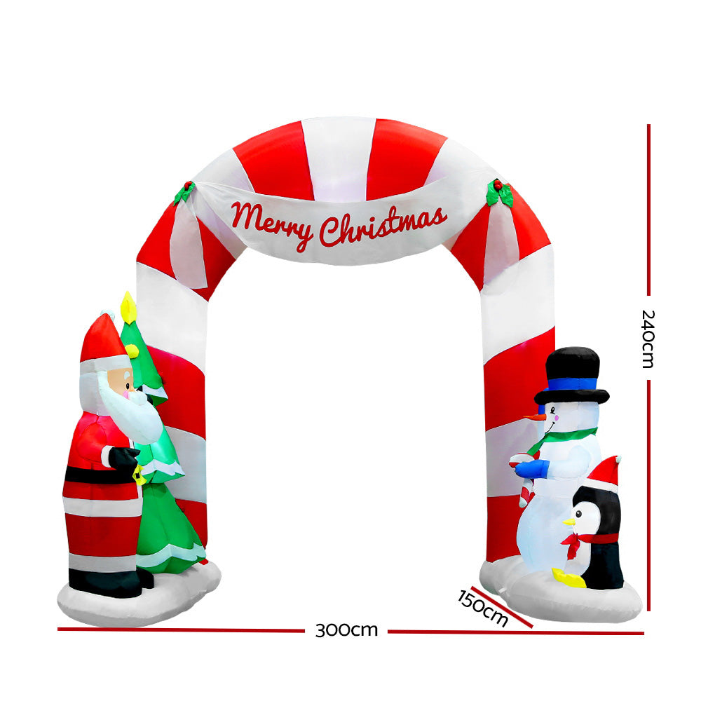 Jingle Jollys 3M Christmas Inflatable Archway with Santa Xmas Decor LED Occasions > Christmas   