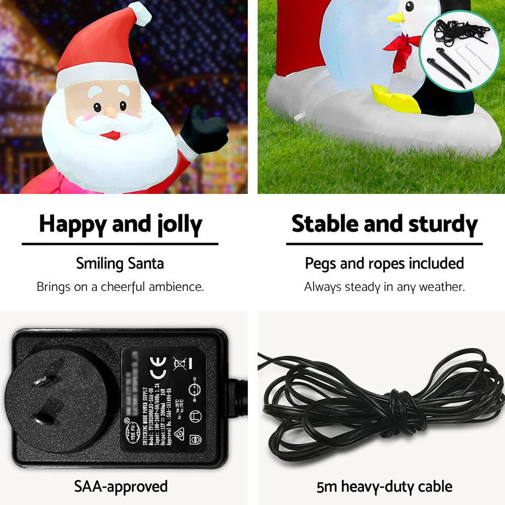 Jingle Jollys 3M Christmas Inflatable Archway with Santa Xmas Decor LED Occasions > Christmas   