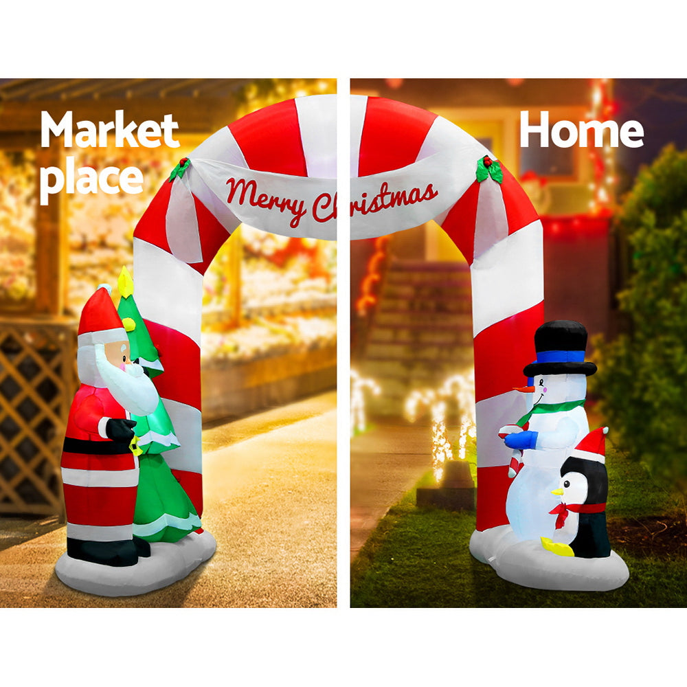 Jingle Jollys 3M Christmas Inflatable Archway with Santa Xmas Decor LED Occasions > Christmas   