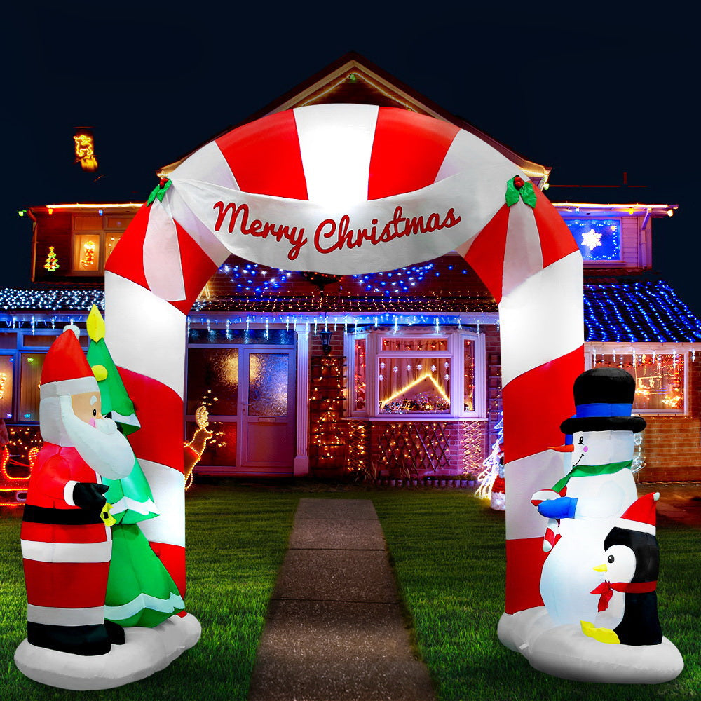Jingle Jollys 3M Christmas Inflatable Archway with Santa Xmas Decor LED Occasions > Christmas   