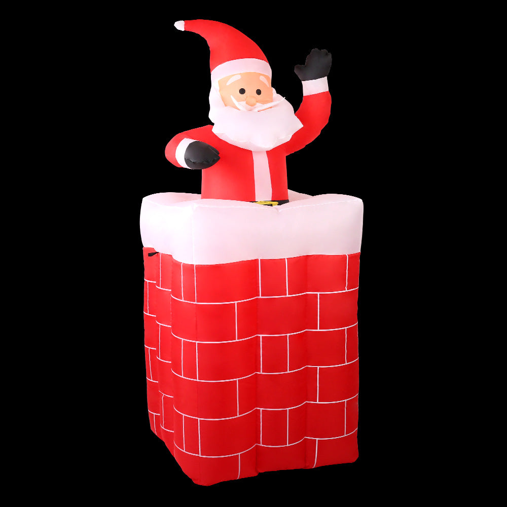 Jingle Jollys 1.8M Christmas Inflatable Santa in Chimney Xmas Decor LED Occasions > Christmas   