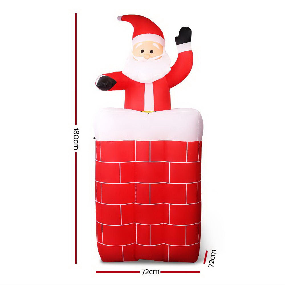 Jingle Jollys 1.8M Christmas Inflatable Santa in Chimney Xmas Decor LED Occasions > Christmas   