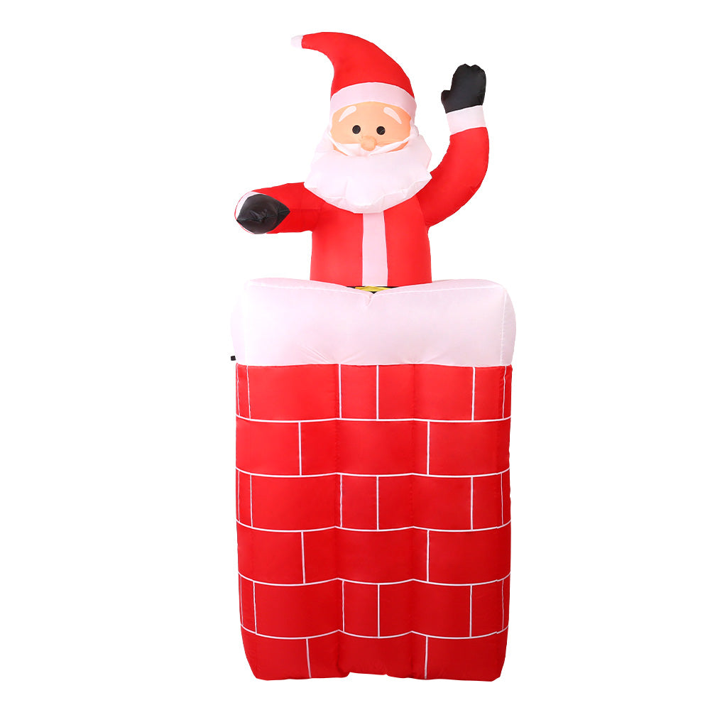Jingle Jollys 1.8M Christmas Inflatable Santa in Chimney Xmas Decor LED Occasions > Christmas   