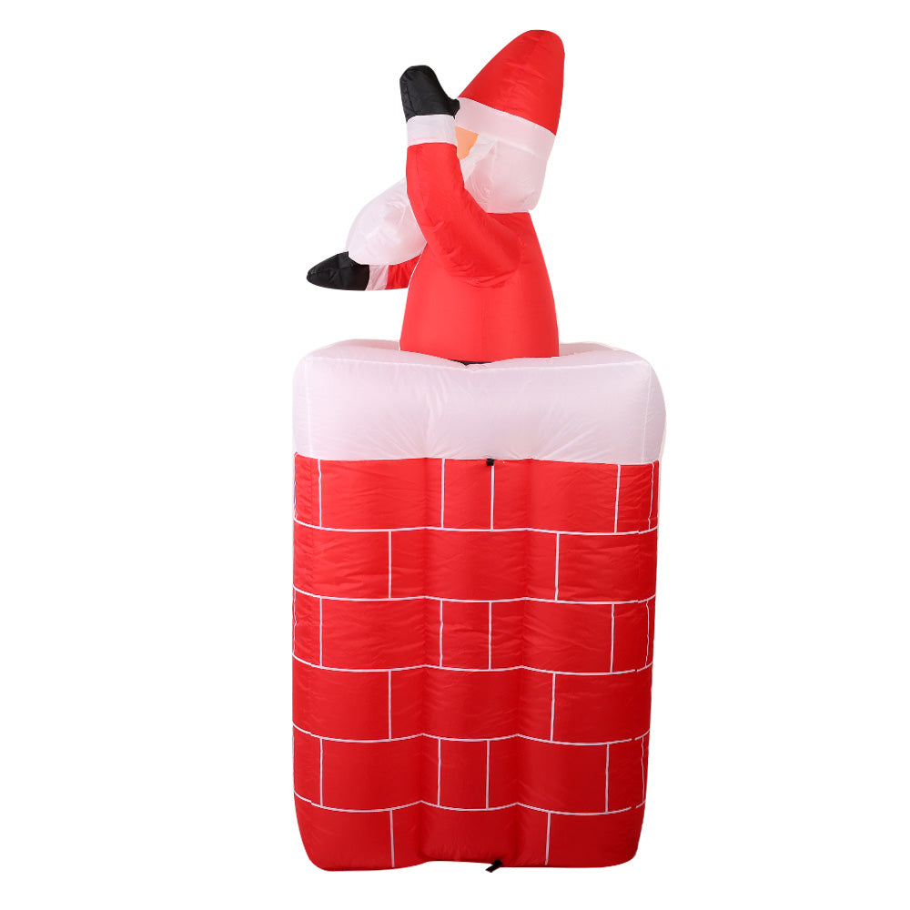 Jingle Jollys 1.8M Christmas Inflatable Santa in Chimney Xmas Decor LED Occasions > Christmas   