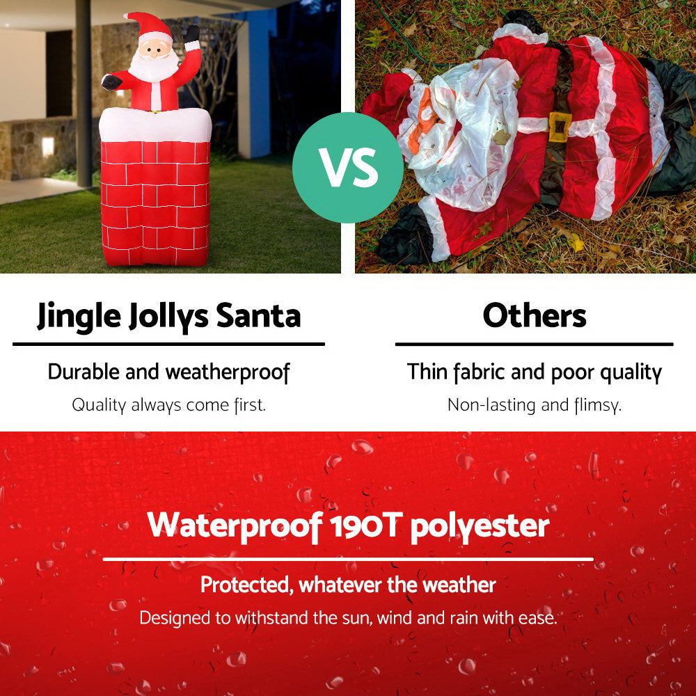 Jingle Jollys 1.8M Christmas Inflatable Santa in Chimney Xmas Decor LED Occasions > Christmas   
