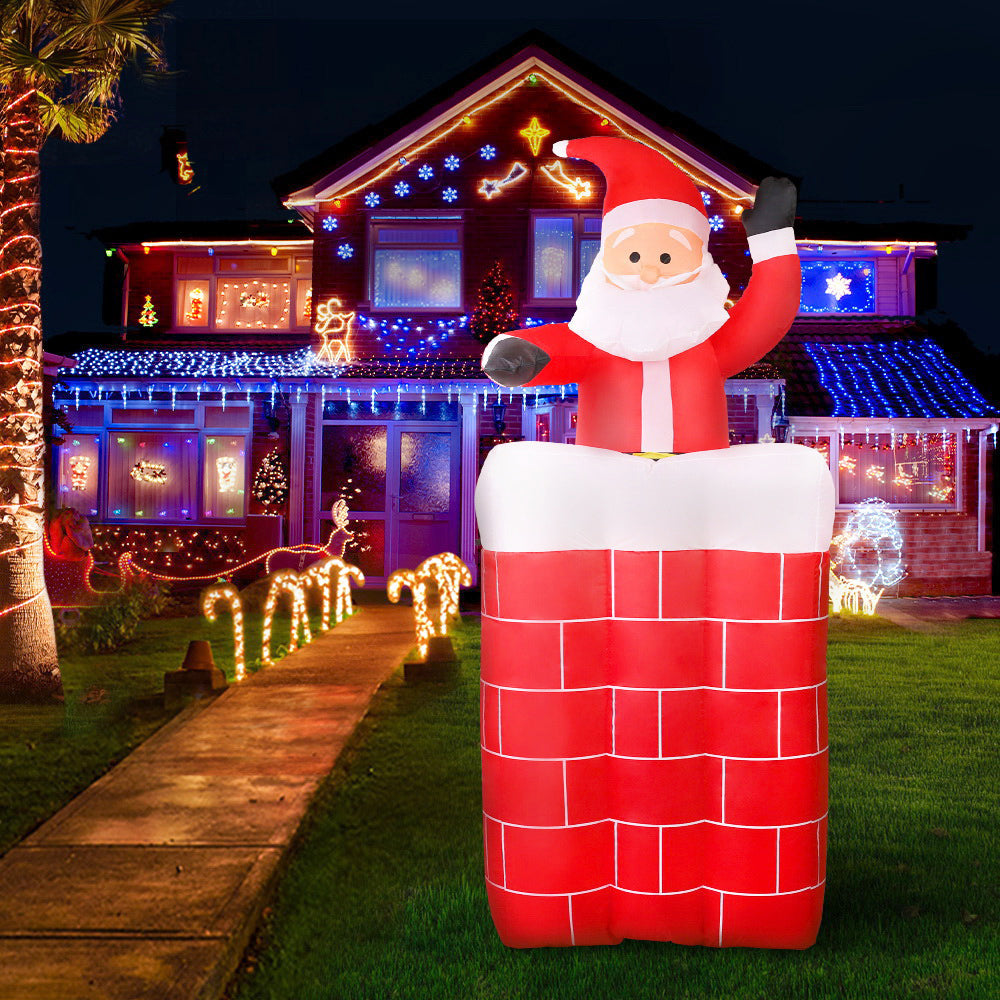 Jingle Jollys 1.8M Christmas Inflatable Santa in Chimney Xmas Decor LED Occasions > Christmas   