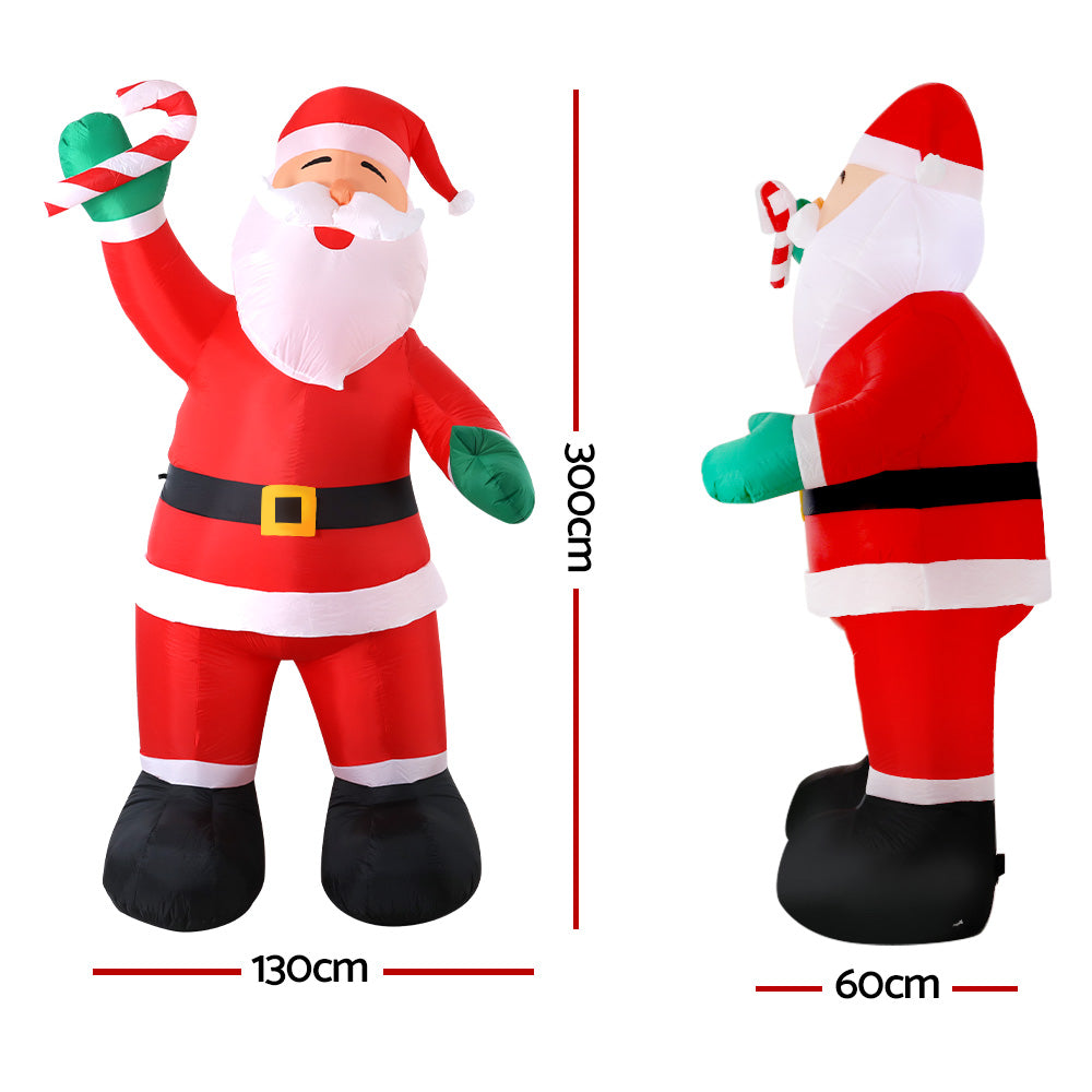 Jingle Jollys 3M Christmas Inflatable Santa Xmas Outdoor Decorations LED Lights Christmas Decorations - On Sale   