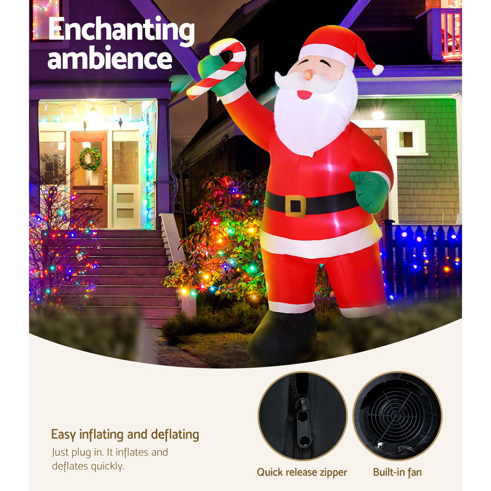 Jingle Jollys 3M Christmas Inflatable Santa Xmas Outdoor Decorations LED Lights Christmas Decorations - On Sale   