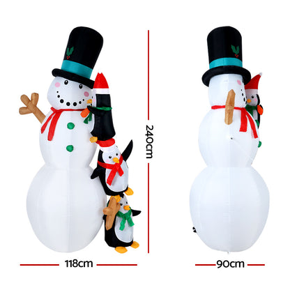 Jingle Jollys 2.4M Christmas Inflatable Snowman Xmas Lights Outdoor Decorations Christmas Decorations - On Sale   