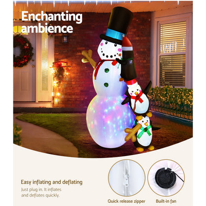 Jingle Jollys 2.4M Christmas Inflatable Snowman Xmas Lights Outdoor Decorations Christmas Decorations - On Sale   