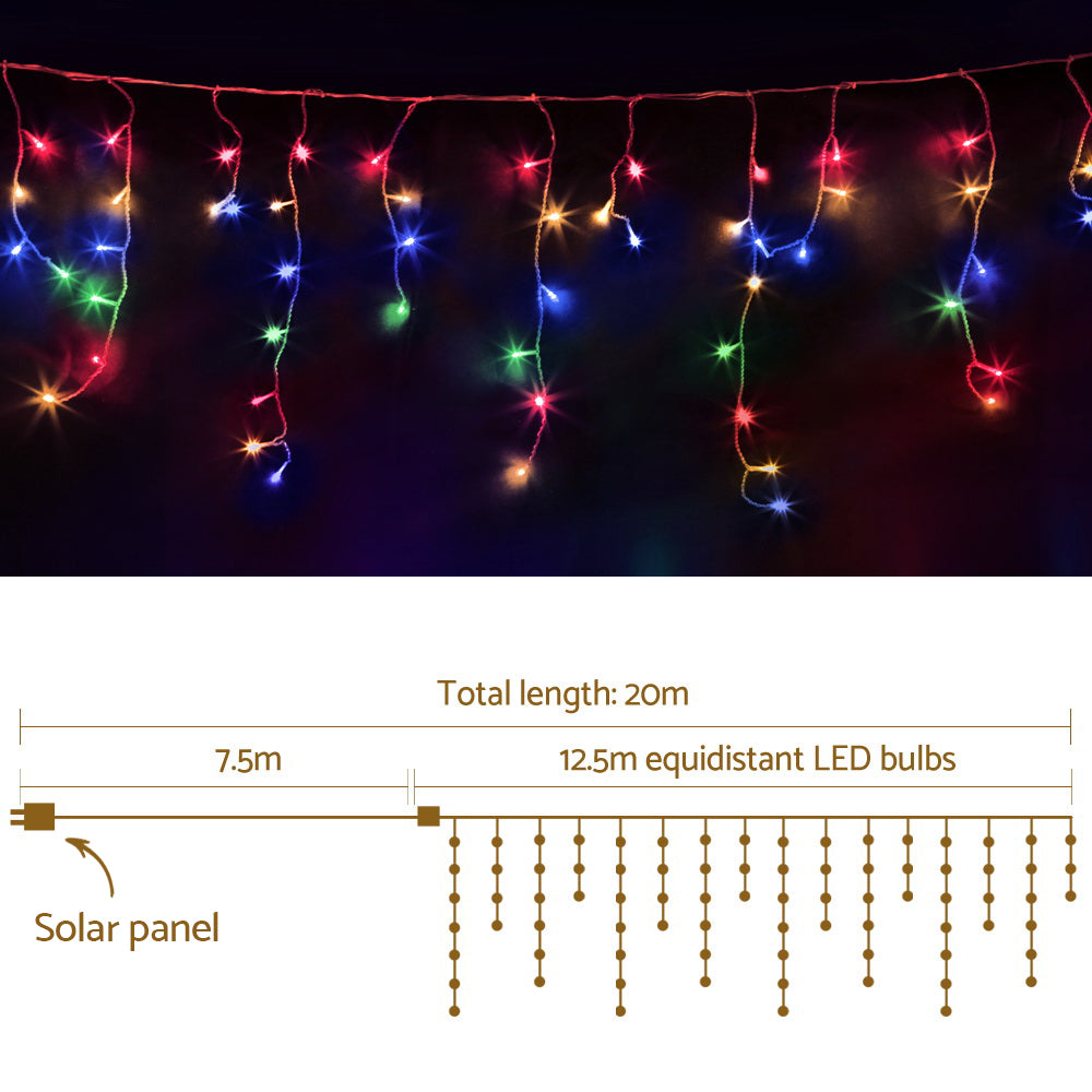 Jingle Jollys 500 LED Solar Powered Christmas Icicle Lights 20M Outdoor Fairy String Party Multicolour Occasions > Lights   