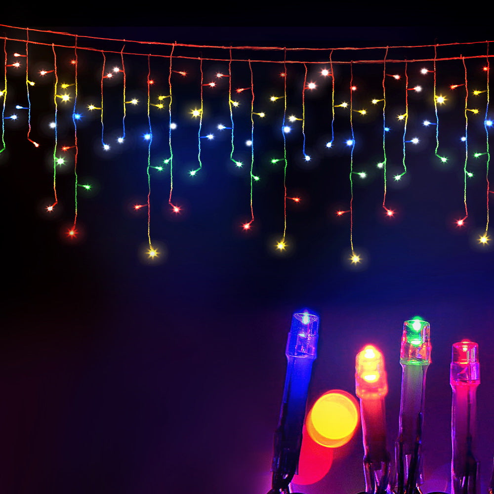 Jingle Jollys 500 LED Solar Powered Christmas Icicle Lights 20M Outdoor Fairy String Party Multicolour Occasions > Lights   